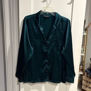 INC International Concepts Dark Green Silky Pajama Set